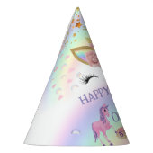 ユニコーンパーティーレインボー1歳の誕生日お洒落女子 パーティーハット (左)