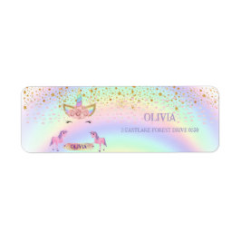 ユニコーンパーティーレインボー1歳の誕生日お洒落女子 ラベル