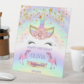ユニコーンパーティーレインボー1歳の誕生日お洒落女子 台座サイン (インサイチュ)