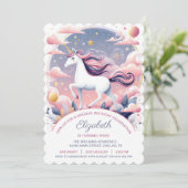 ユニコーンパーティー招待状ユニコーン誕生日 招待状 (スタンド正面)