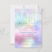 ユニコーンパーティー第1ベビーホログラフピンクパステル 招待状 (正面)