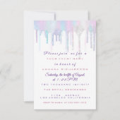 ユニコーンパーティー第1ベビーホログラフピンクホワイト 招待状 (正面)