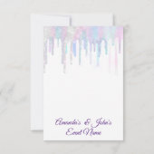 ユニコーンパーティー第1ベビーホログラフピンクホワイト 招待状 (裏面)