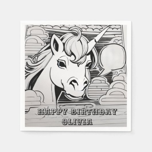 ユニコーンパーティー紙 スタンダードカクテルナプキン (正面)