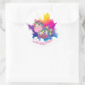 ユニコーンパーティー紫イエロースプラッシュ ラウンドシール (バッグ)