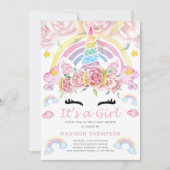 ユニコーンパーティー魔法の赤ちゃんシャワー 招待状 (正面)