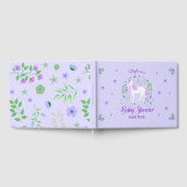 ユニコーンパープルグリッターパーソナライズされたベビーシャワー ゲストブック (全面)