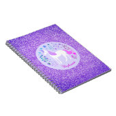 ユニコーンパープルグリッターパーソナライズされた名 ノートブック (右側)