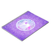 ユニコーンパープルグリッターパーソナライズされた名 ノートブック (左側)