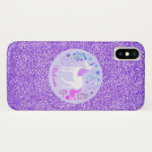 ユニコーンパープルグリッターピンクパーソナライズされたク Case-Mate iPhoneケース (裏面(横))