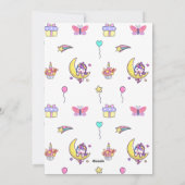 ユニコーンパープルツーガール誕生日招待状カード シーズンカード (裏面)