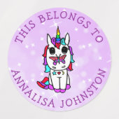 ユニコーンパープルバタフライスクール ラベル (デザイン2)