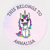 ユニコーンパープルバタフライスクール ラベル (デザイン1)