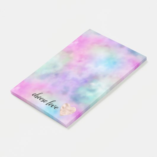 ユニコーンパープルピンクアクア赤面ハート ポストイット (アングル)