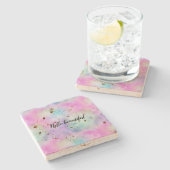 ユニコーンパープルピンクアクア ストーンコースター (横)