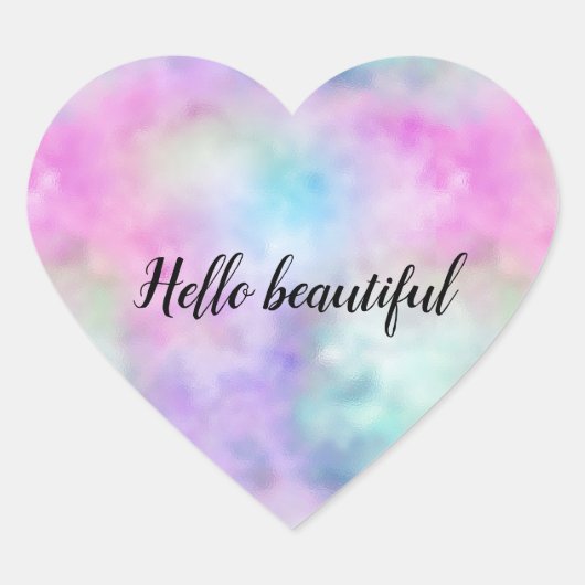 ユニコーンパープルピンク赤面ハート ハートシール (正面)