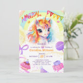 ユニコーンパープルレインボー誕生日 招待状 (スタンド正面)