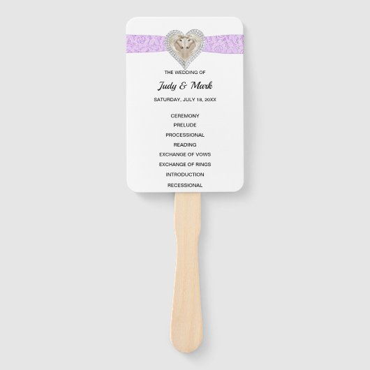 ユニコーンパープルレース結婚式 プログラムファン ハンドファン (正面)