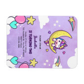 ユニコーンパープル2人2女の子誕生日フレキシブルマグネット マグネット (横)