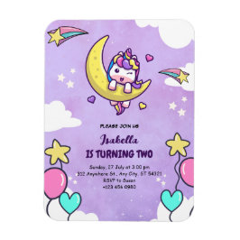 ユニコーンパープル2人2女の子誕生日フレキシブルマグネット マグネット