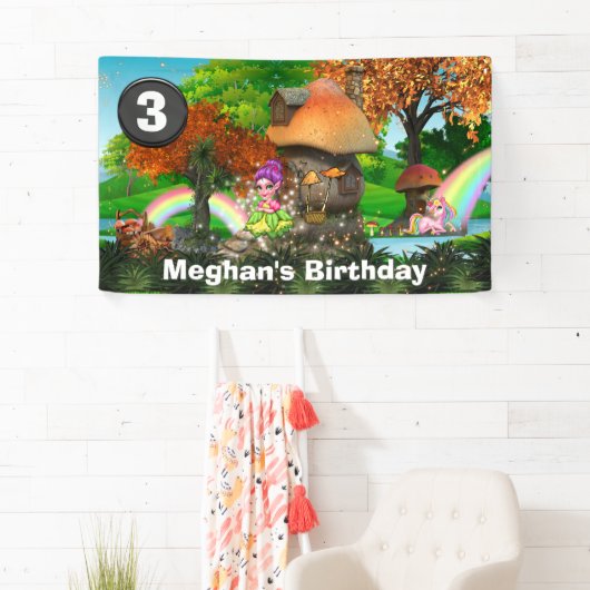 ユニコーンピクシー虹のファンタジーウッドランドDIY時代 横断幕 (インサイチュ)