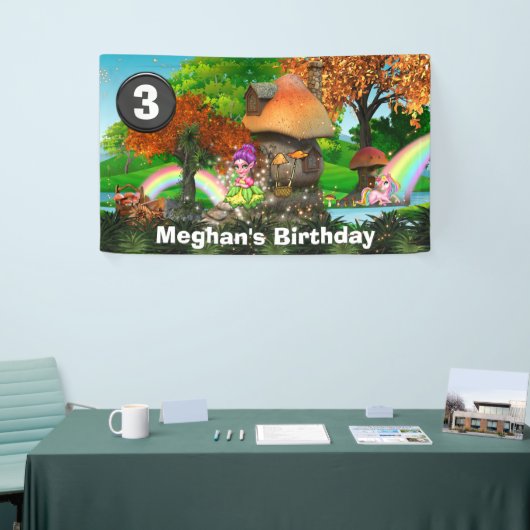 ユニコーンピクシー虹のファンタジーウッドランドDIY時代 横断幕 (トレードショー)