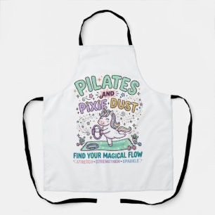 ユニコーンピラティスとピクシーダストのボールドタイポグラフィTシャツ エプロン