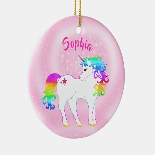 ユニコーンピンクかわいいスターカスタムズ写真少女 セラミックオーナメント (右)