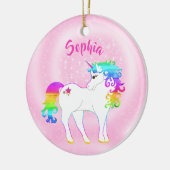 ユニコーンピンクかわいいスターカスタムズ写真少女 セラミックオーナメント (左)