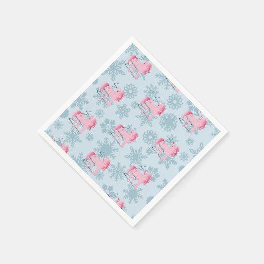 ユニコーンピンクかわいい女の子お洒落雪片 スタンダードカクテルナプキン (角)