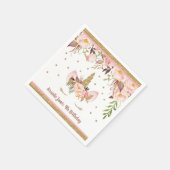 ユニコーンピンクと金ゴールド誕生会ナプキンス スタンダードカクテルナプキン (角)