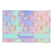 ユニコーンピンクのホログラフィックミントガール名 枕カバー (裏面)