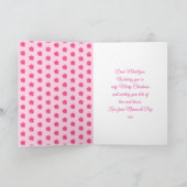 ユニコーンピンクのメリークリスマスクリスマスの孫娘かわいい シーズンカード (内部)