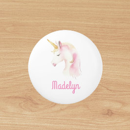 ユニコーンピンクの白い名前 セラミックノブ