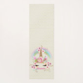 ユニコーンピンクの金ゴールドグリッタールックメイドガールズフローラ ヨガマット (裏面)