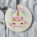 ユニコーンピンクの金ゴールドグリッタールックメイドガールズフローラ 缶バッジ<br><div class="desc">女の子ユニコーン名前ピンク金ゴールドグリッター実在(グリッターではない)虹の贈り物。娘を追加し、女の子の名前このピンクと金ゴールドかわいらしユニコーンの顔ボホの花と虹のギフト品飾品。このコレクションでは、寝室、バスルーム、子供部屋、遊び場のための部屋の装飾を見つけるあなたの小さなプリンセスのために必要なピンクとユニコーンのすべての事を愛する。年齢や名前は必要に応じて追加できる。</div>