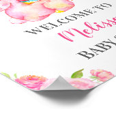 ユニコーンピンクガール赤ちゃんシャワー浴びてようこそ ポスター (角)