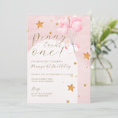 ユニコーンピンクキッズ1st誕生日パーティの招待状 招待状 (スタンド正面)