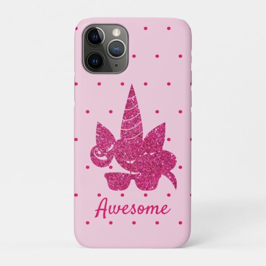 ユニコーンピンクグリッターかわいいガーリー子ども Case-Mate iPhoneケース (裏)