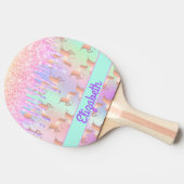ユニコーンピンクグリッターがホログラフィックガールを漂流 卓球ラケット (横)