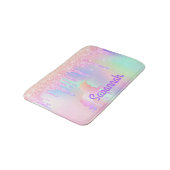 ユニコーンピンクグリッターは名前ホログラフィック バスマット (アングル)