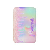 ユニコーンピンクグリッターは名前ホログラフィック バスマット (正面縦)