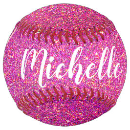 ユニコーンピンクグリッタースパルクルズガールズパーソナライズされた ソフトボール