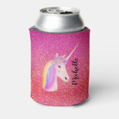 ユニコーンピンクグリッタースパークルパーソナライズされた 缶クーラー (缶裏面)