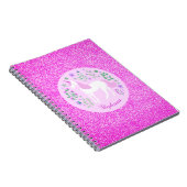 ユニコーンピンクグリッターパーソナライズされた名 ノートブック (右側)