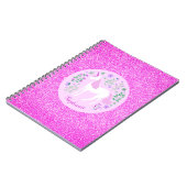 ユニコーンピンクグリッターパーソナライズされた名 ノートブック (左側)