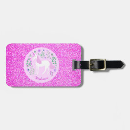 ユニコーンピンクグリッターパーソナライズされた名 ラゲッジタグ