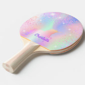 ユニコーンピンクグリッターレインボーパープルモノグラム 卓球ラケット (正面アングル)
