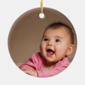 ユニコーンピンクグリッター写真かわいい女の子のクリスマス セラミックオーナメント (裏面)