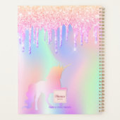 ユニコーンピンクグリッター紫の名前 プランナー手帳 (裏面)